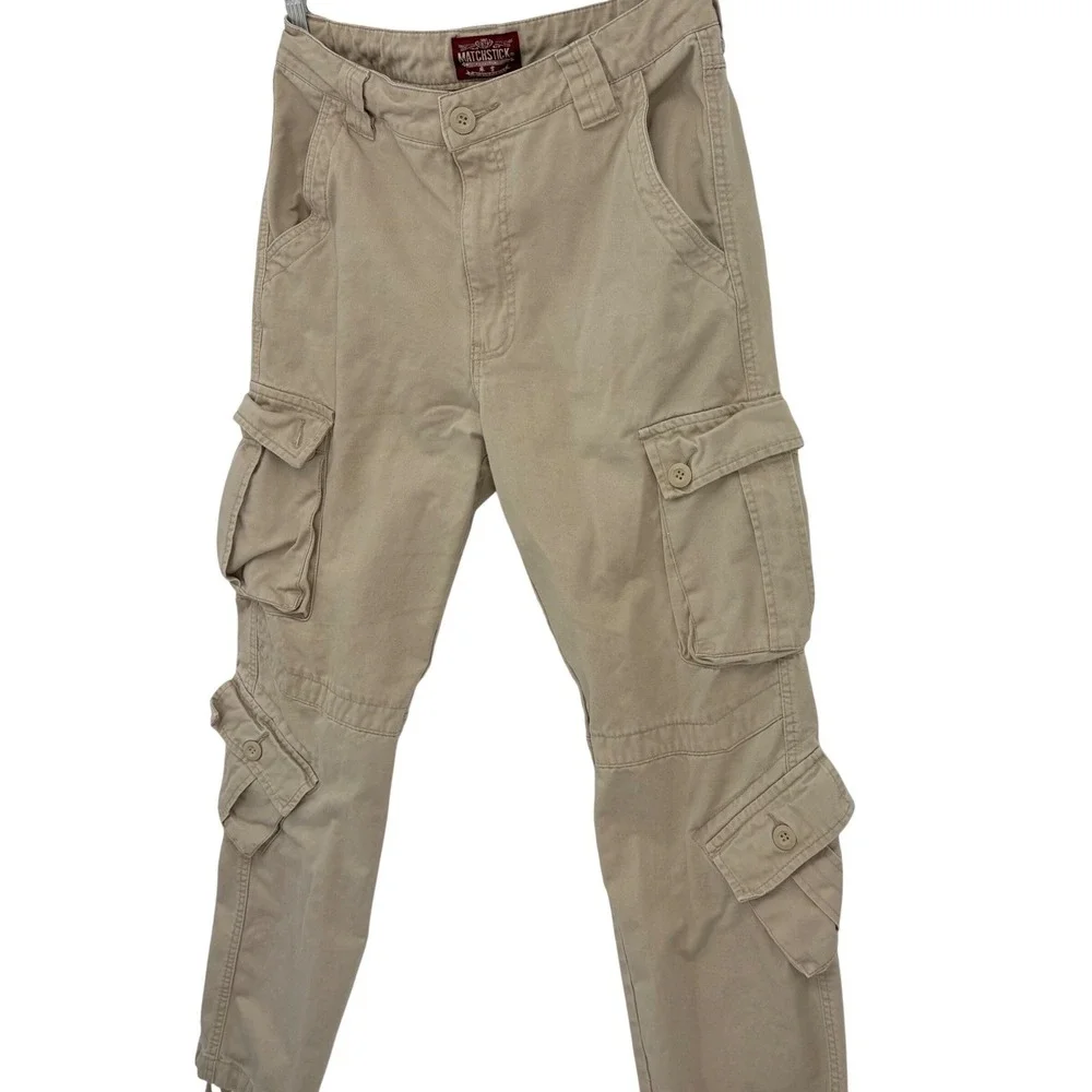 Matchstick Mens Khaki Cargo Pants Utility Workwear Multi Pocket‎ 34x31 Gorpcore
